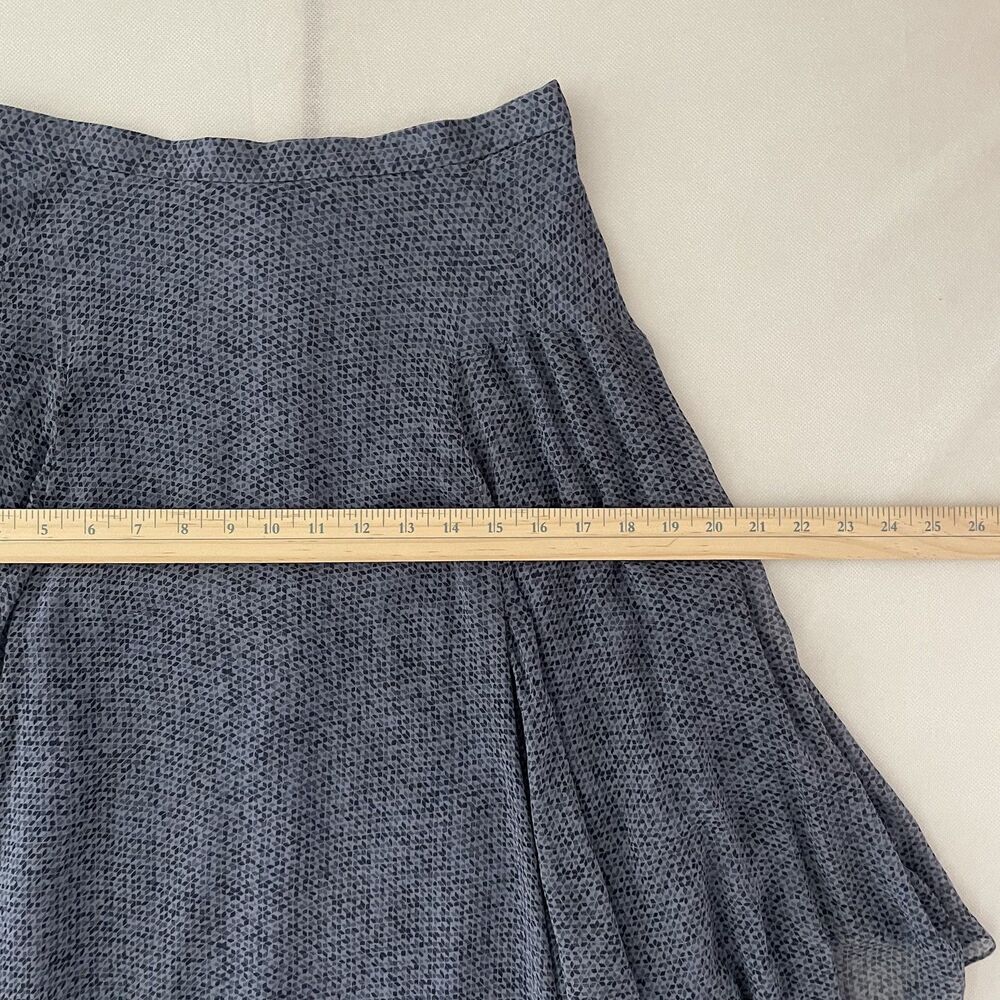 Rebecca Taylor Silk High Low Midi Skirt Blue Asymmetrical Ruffle Hem Size 6 -C - Picture 8 of 12